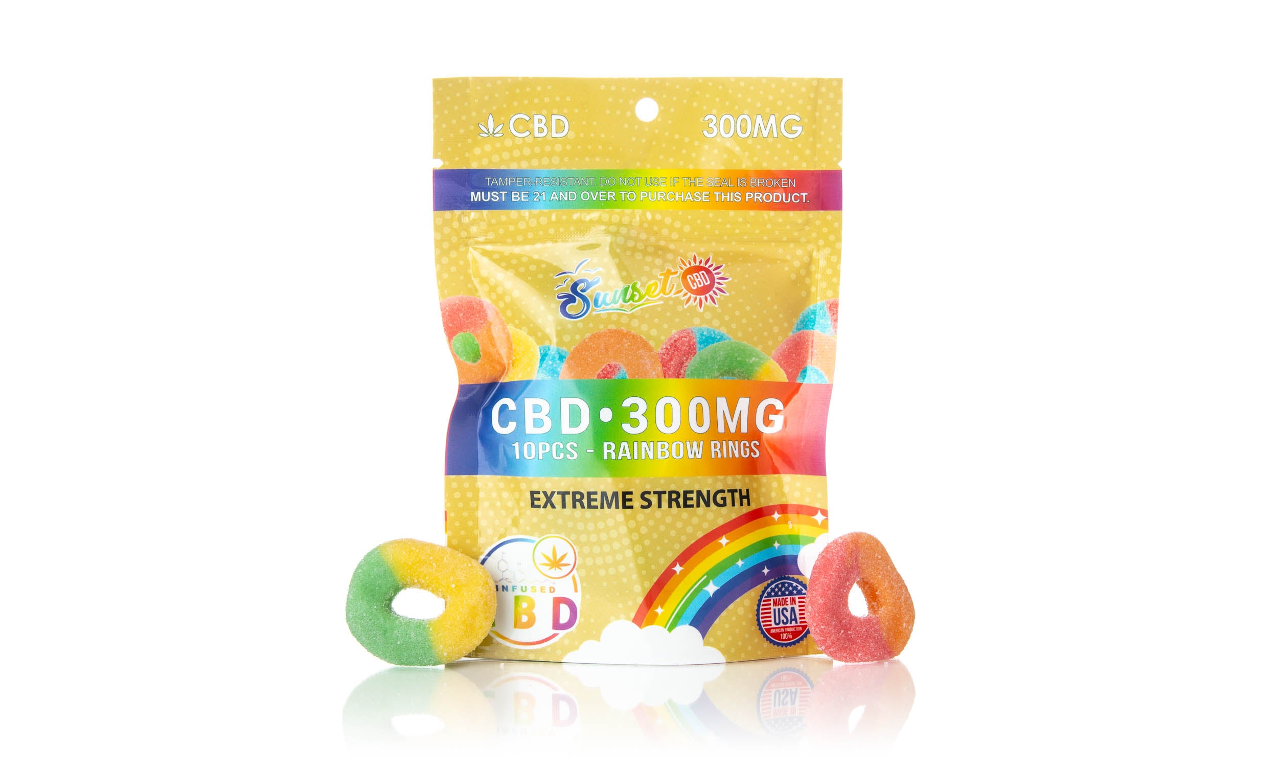 Sunset CBD Infused Gummy Rings Pack 300MG