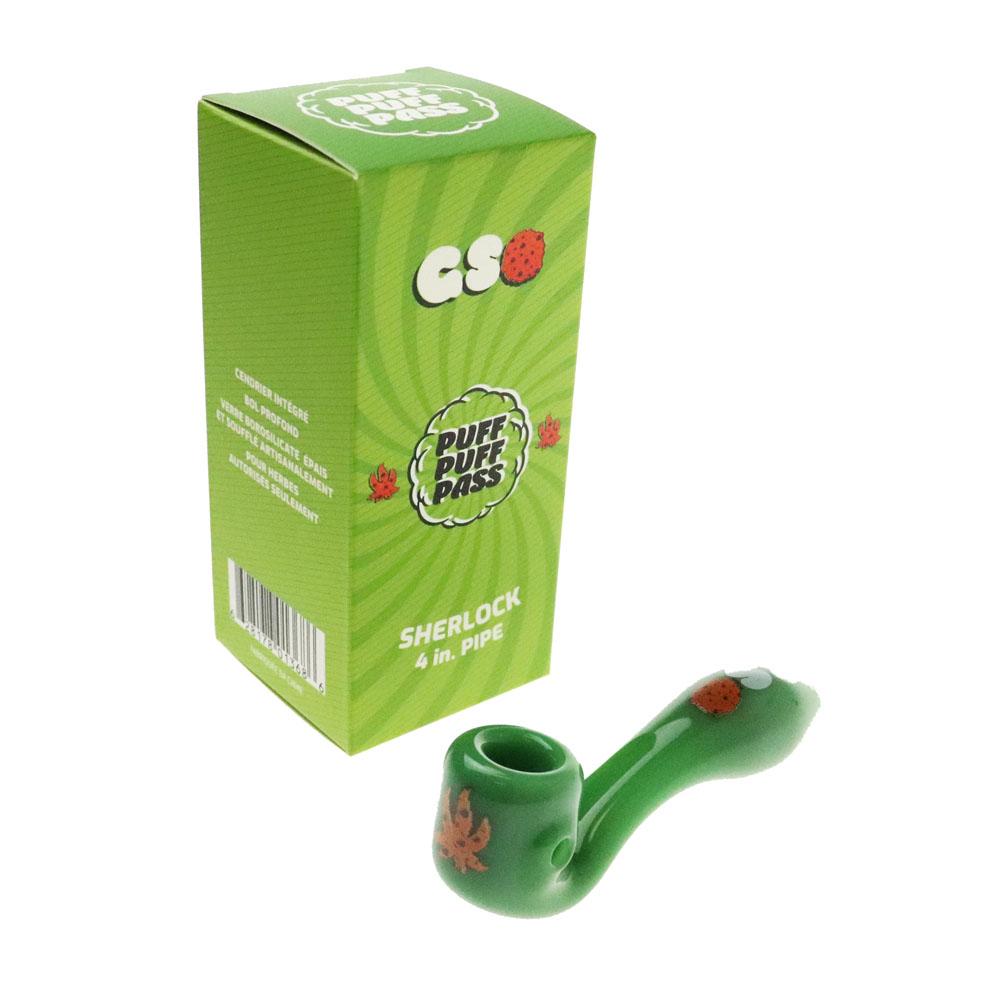 Puff Puff Pass Strain Sherlock Hand Pipes - Various Strain - 1 Count