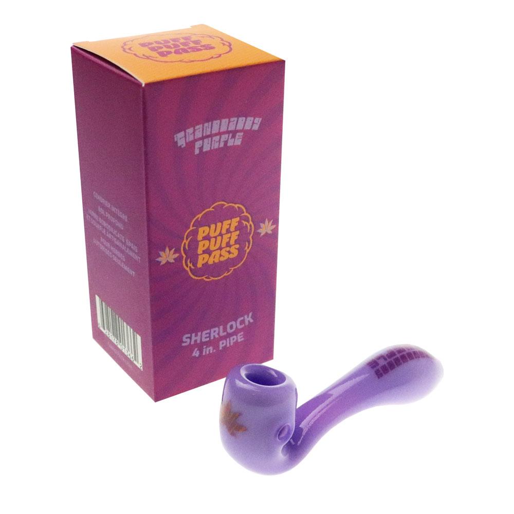 Puff Puff Pass Strain Sherlock Hand Pipes - Various Strain - 1 Count