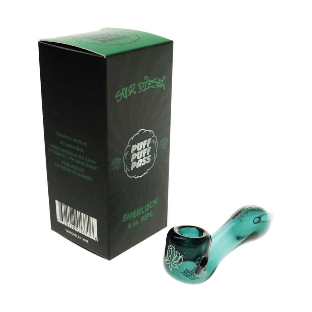 Puff Puff Pass Strain Sherlock Hand Pipes - Various Strain - 1 Count