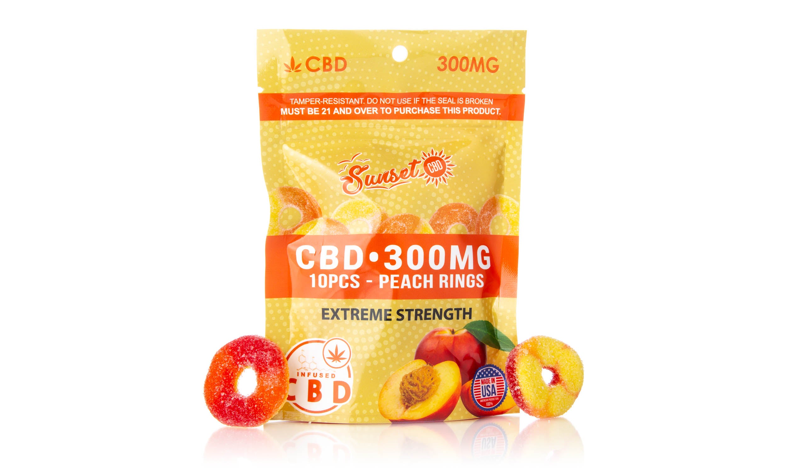 Sunset CBD Infused Gummy Rings Pack 300MG