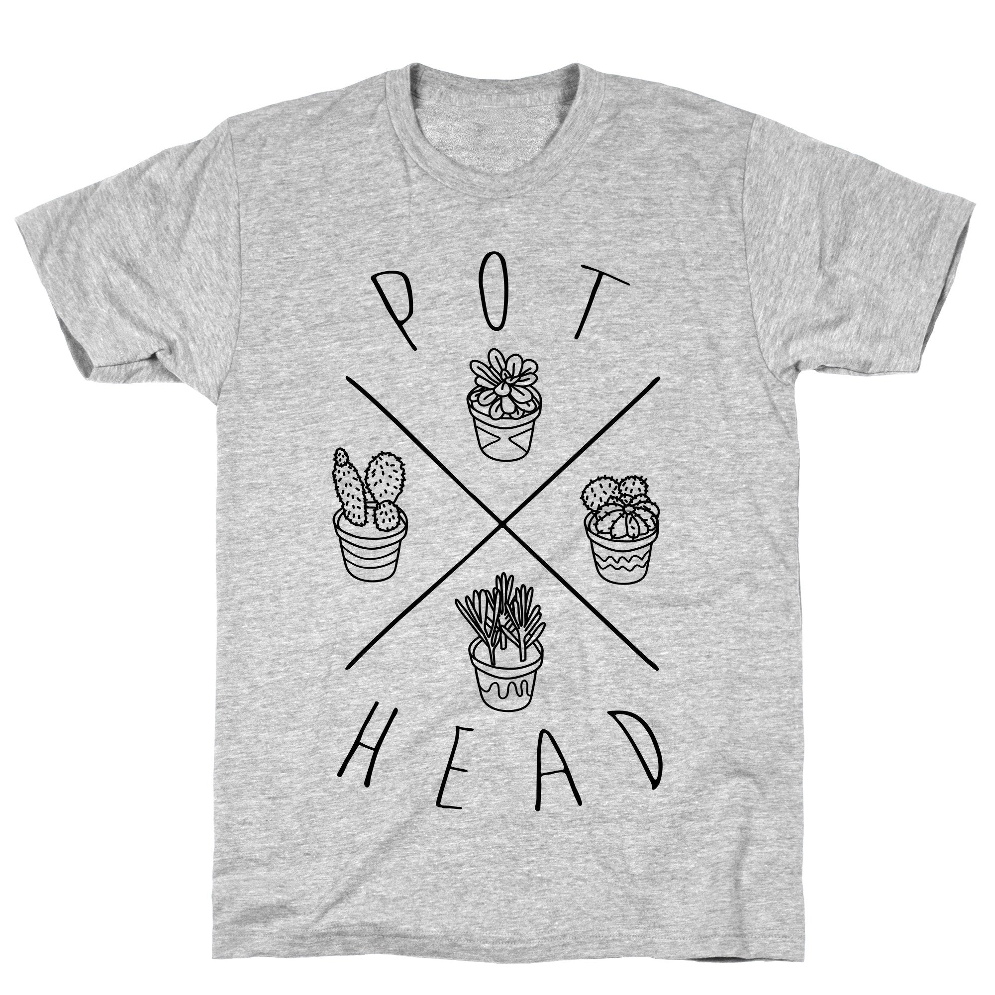Pot Head Succulents Athletic Gray Unisex Cotton Tee by LookHUMAN